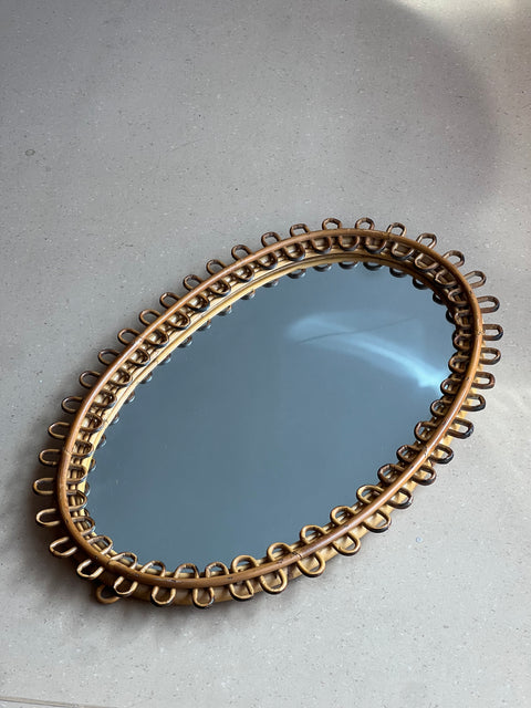 Vintage Italian rattan mirror