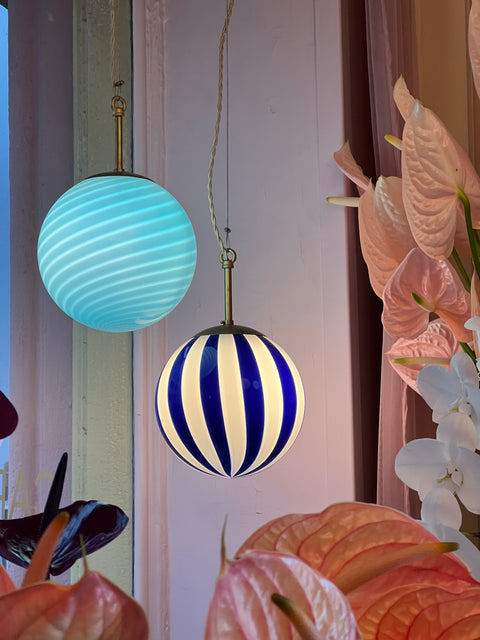 Murano ceiling lamp - Blue stripes D 20 cm