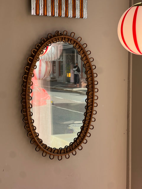 Vintage Italian rattan mirror