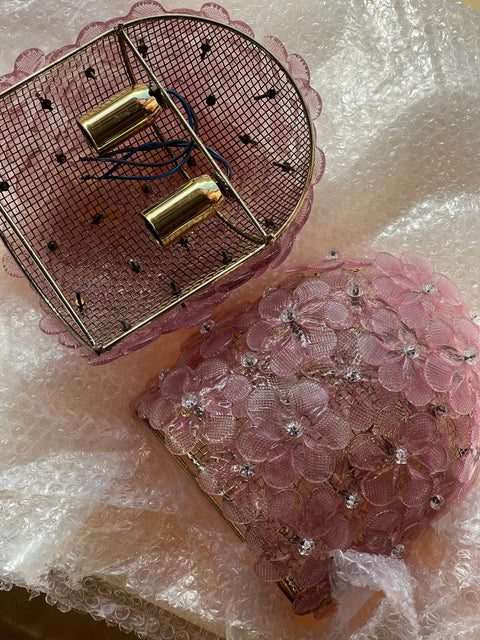 Vintage Murano flower lamp - pink