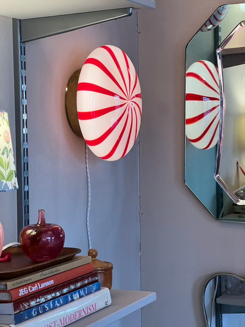 Murano Wall / ceiling lamp - red stripes