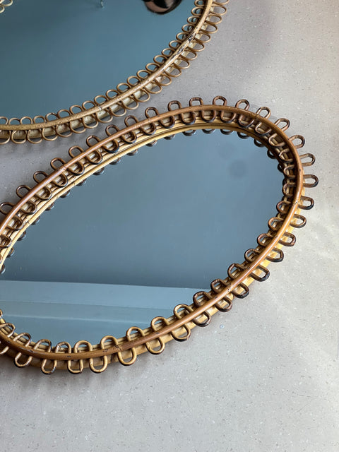 Vintage Italian rattan mirror
