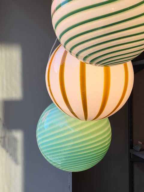 Murano ceiling lamp - yellow stripes D 30 cm
