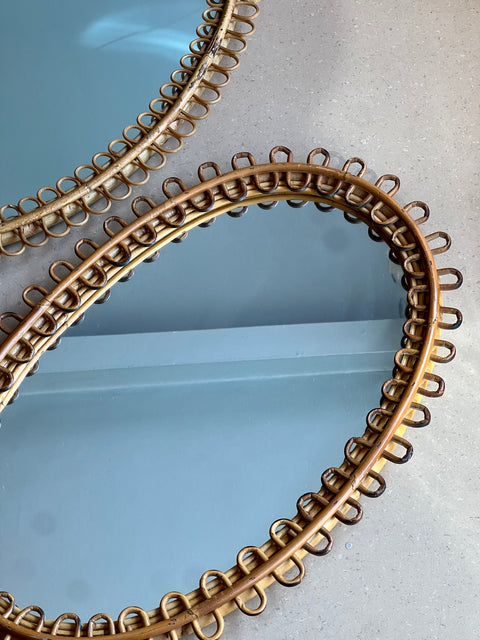 Vintage Italian rattan mirror