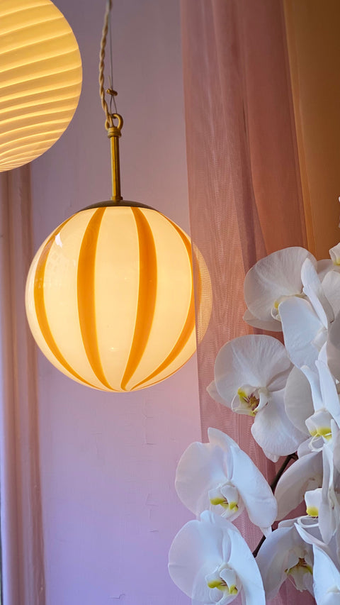 Murano ceiling lamp - Yellow stripes