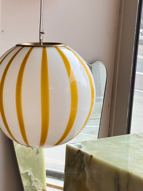 Murano ceiling lamp - yellow stripes D 30 cm