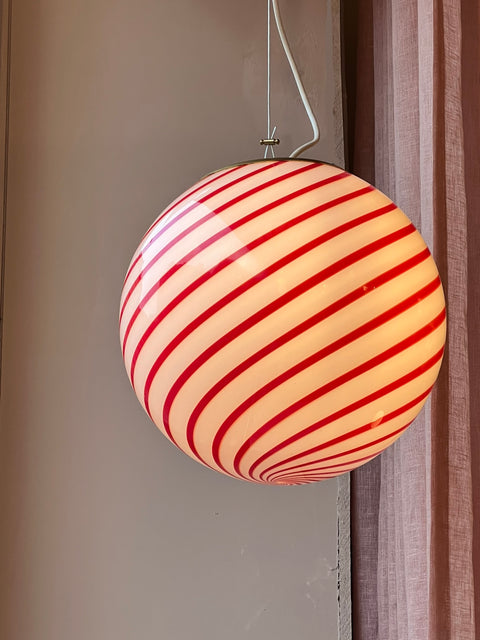 Murano ceiling lamp - red swirl D30 cm