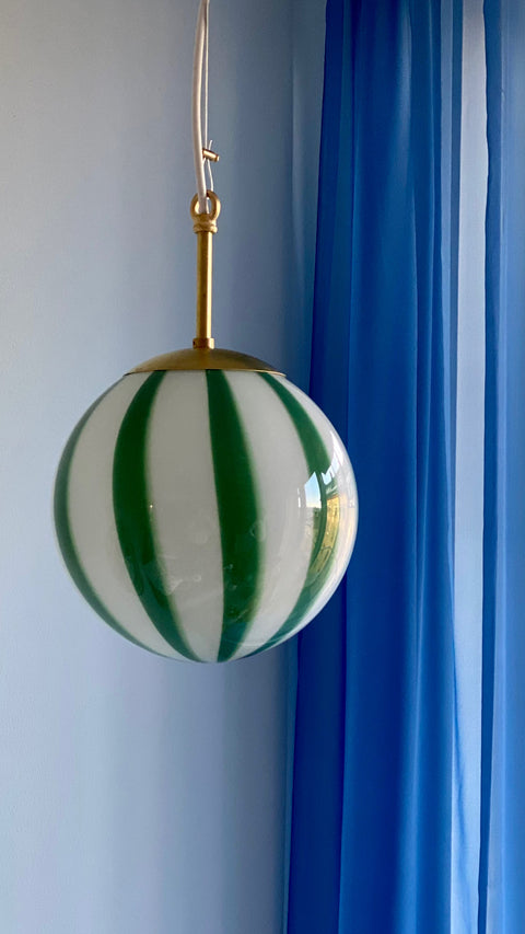 Murano ceiling lamp - green stripe D20 cm