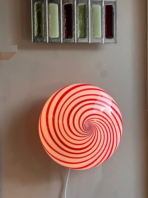 Murano wall / ceiling lamp - red swirl