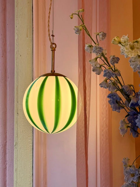 Murano ceiling lamp - green stripe D20 cm