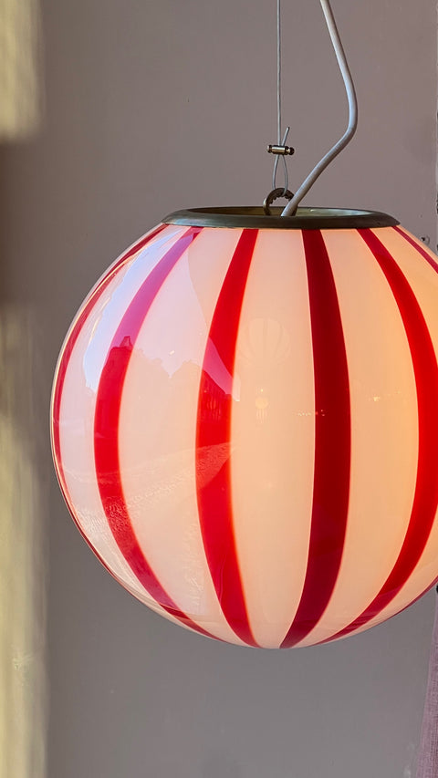 Murano ceiling lamp - red stripe D30 cm