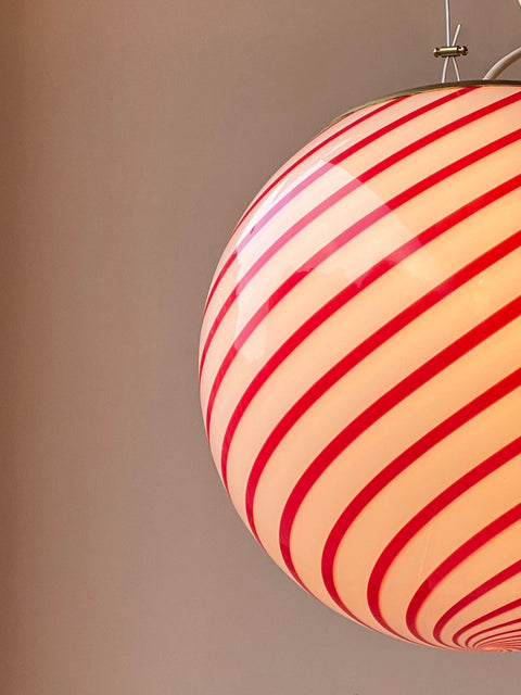 Murano ceiling lamp - red swirl D30 cm