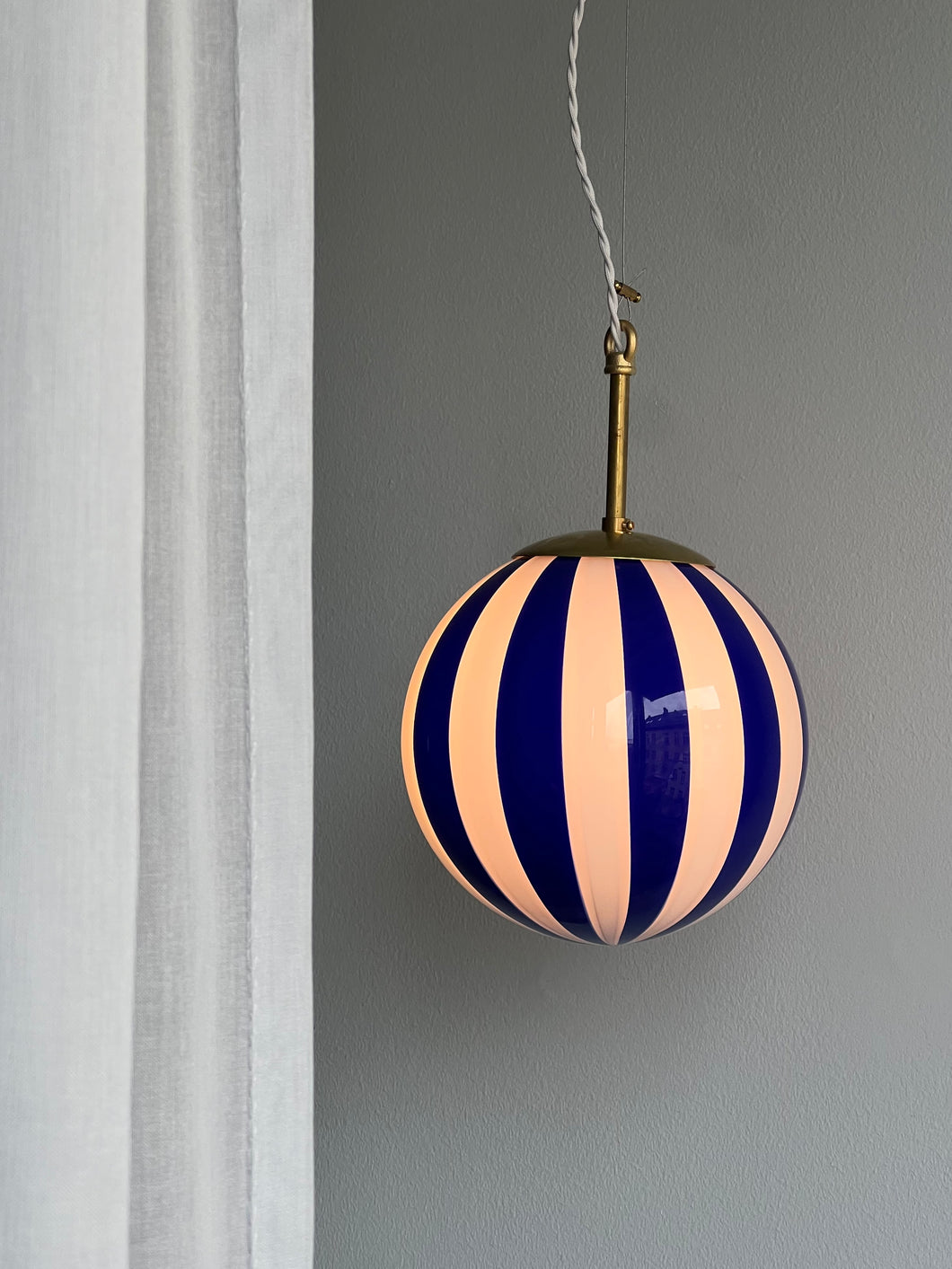 Murano ceiling lamp - Blue stripes D 20 cm