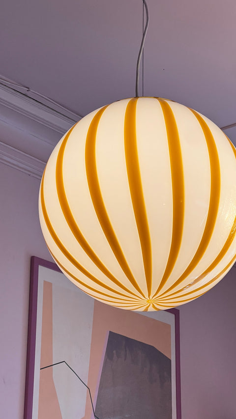 Murano ceiling lamp - yellow stripe D 40cm