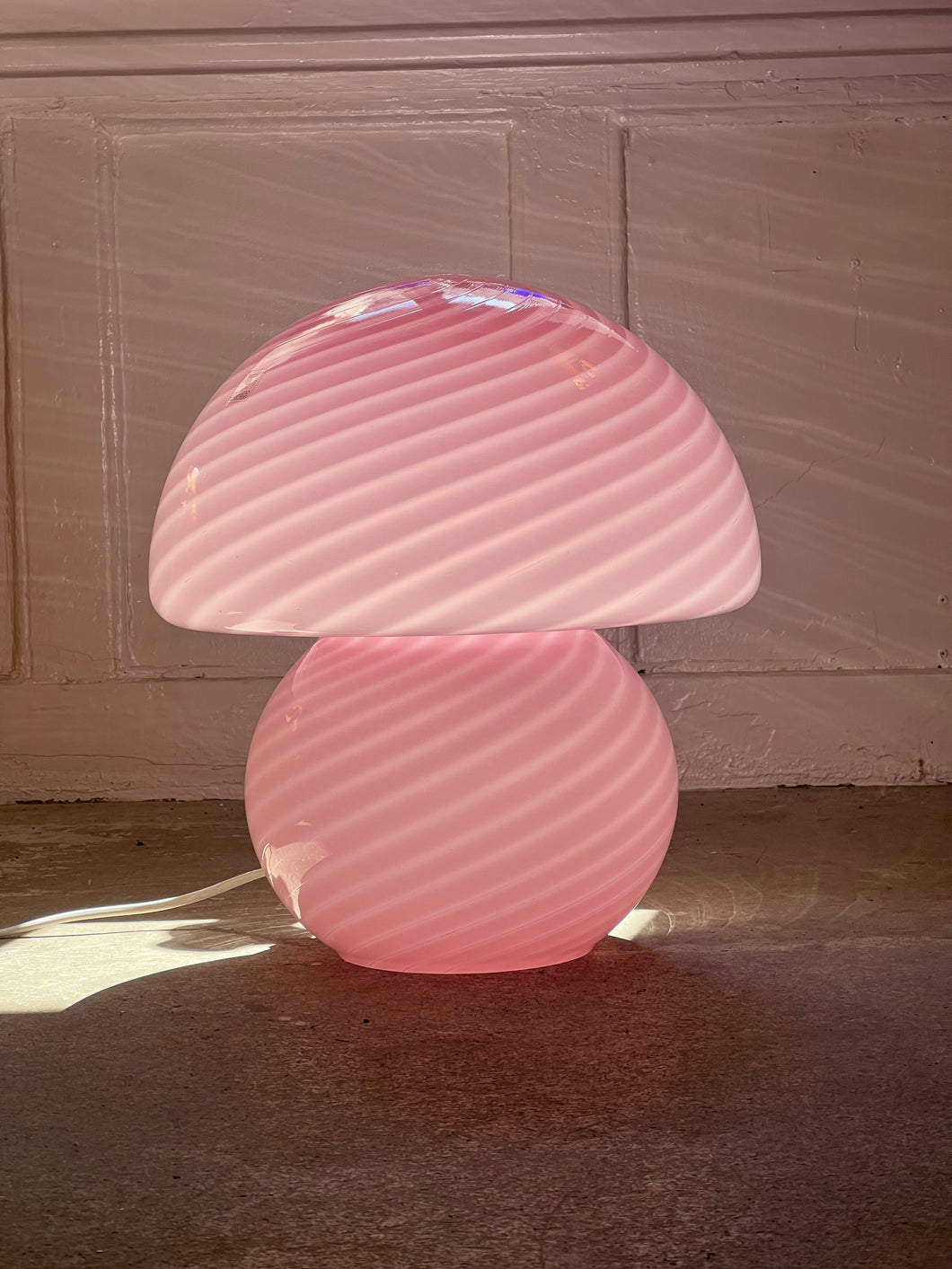 Murano table lamp vintage - Pink Mushroom