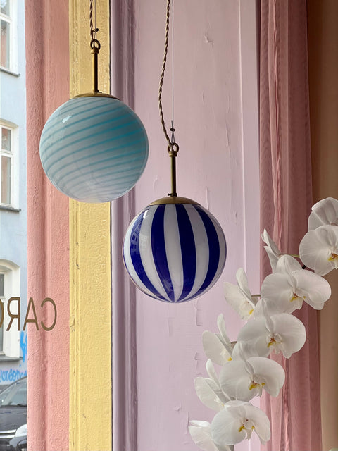 Murano ceiling lamp - Blue stripes D 20 cm