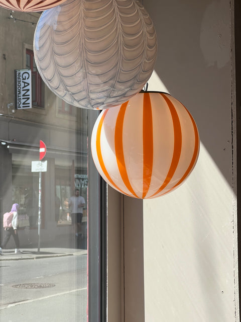 Murano ceiling lamp - Orange stripes D30