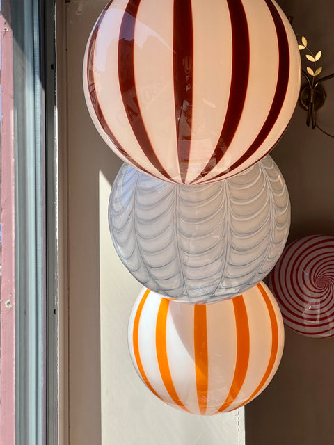 Murano ceiling lamp - Orange stripes D30