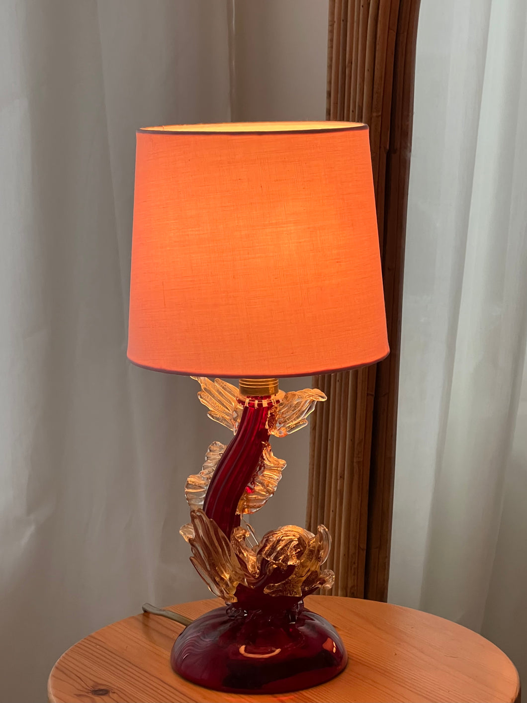 Vintage Murano fish table lamp