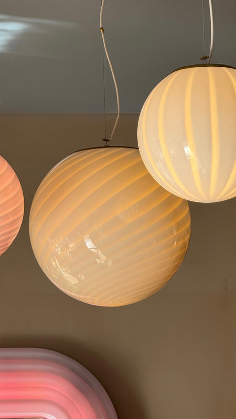 Murano taklampe - Lys gul/Cream swirl D40