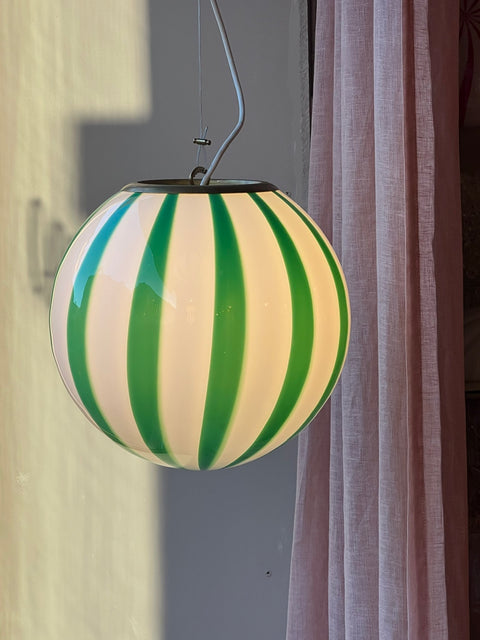 Murano ceiling lamp - green stripe D30 cm