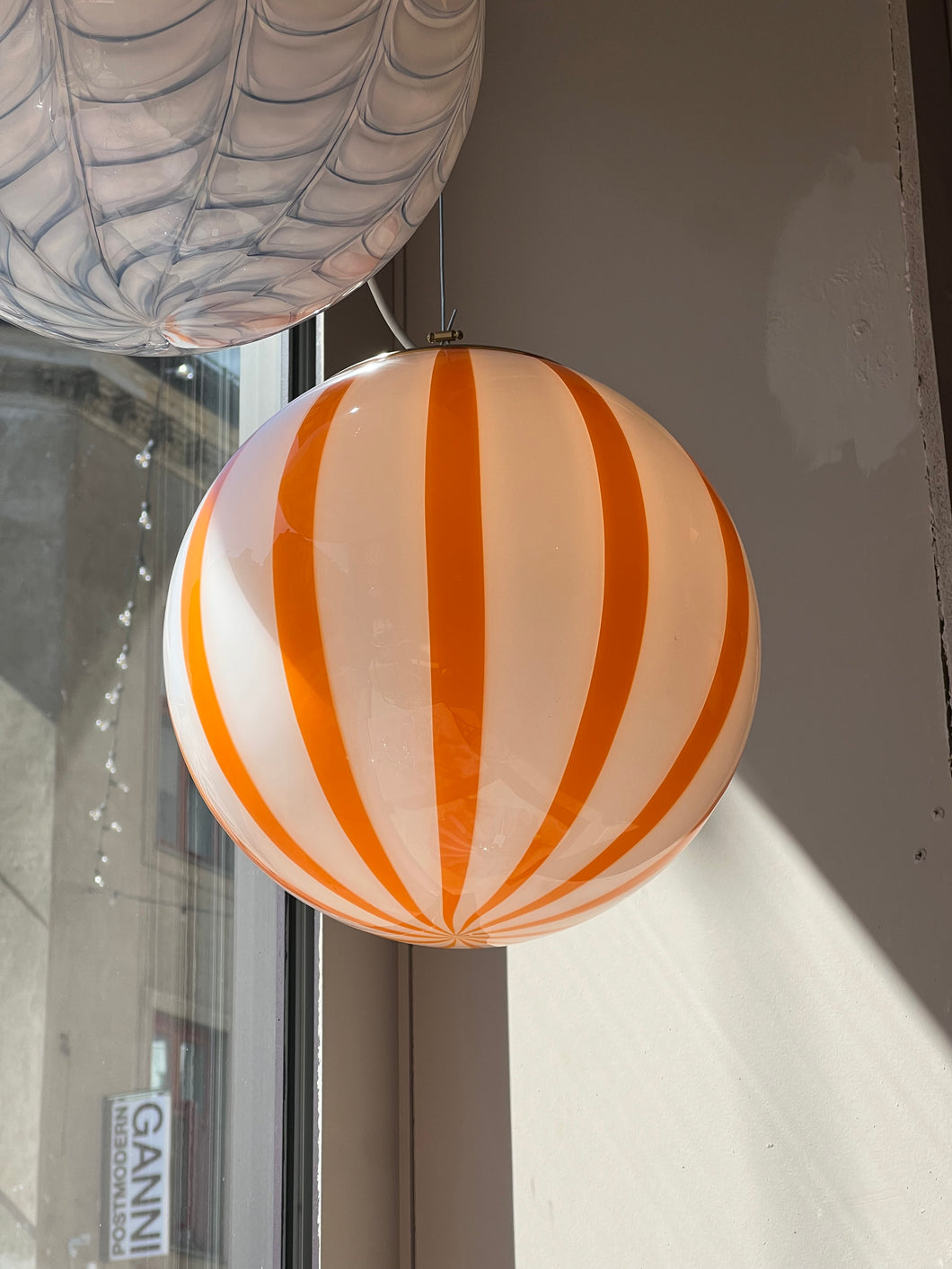 Murano ceiling lamp - Orange stripes D30