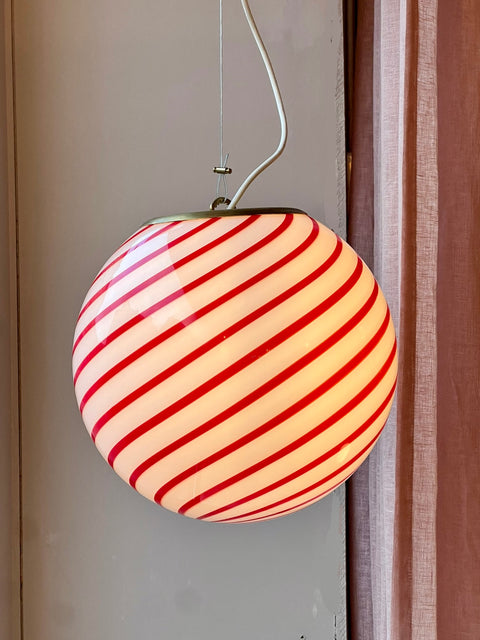 Murano ceiling lamp - red swirl D30 cm