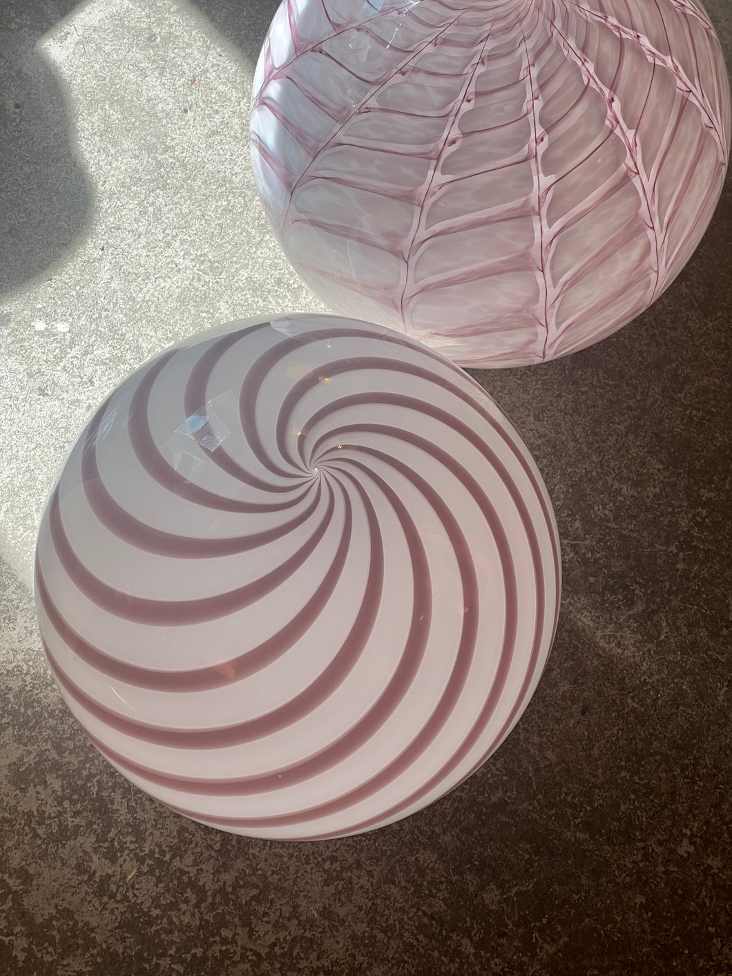 Murano ceiling lamp - pink violett stripes D 30cm