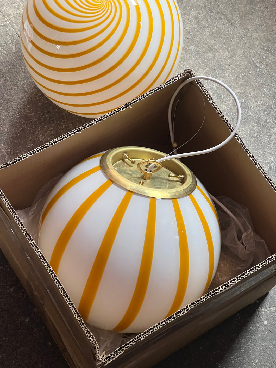 Murano ceiling lamp - yellow stripes 30 D