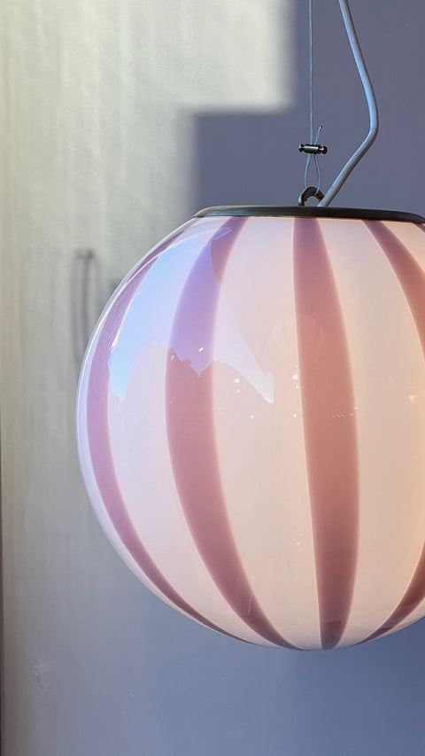 Murano ceiling lamp - violette stripes D 30