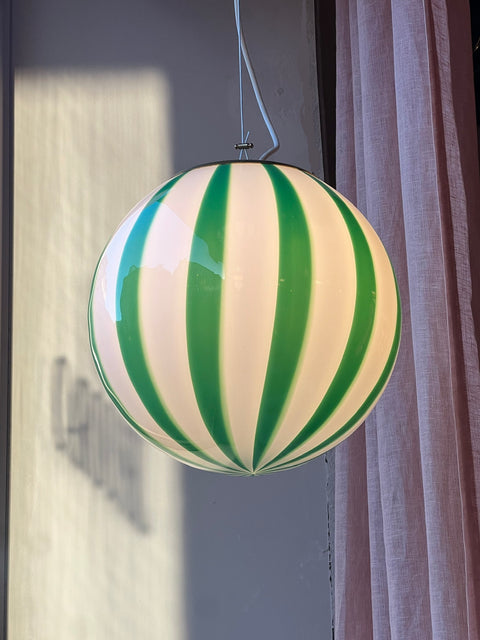 Murano ceiling lamp - green stripe D30 cm