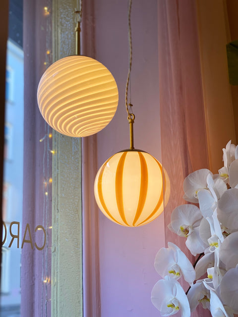 Murano ceiling lamp - white and Yellow stripes