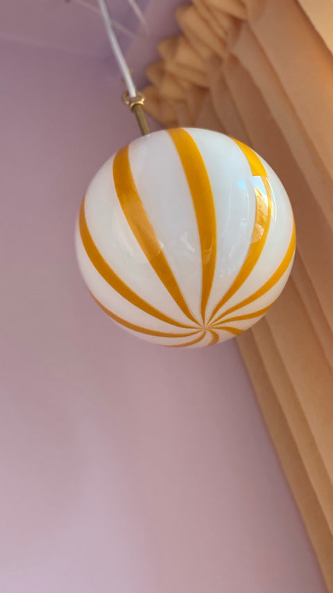 Murano ceiling lamp - white and Yellow stripes