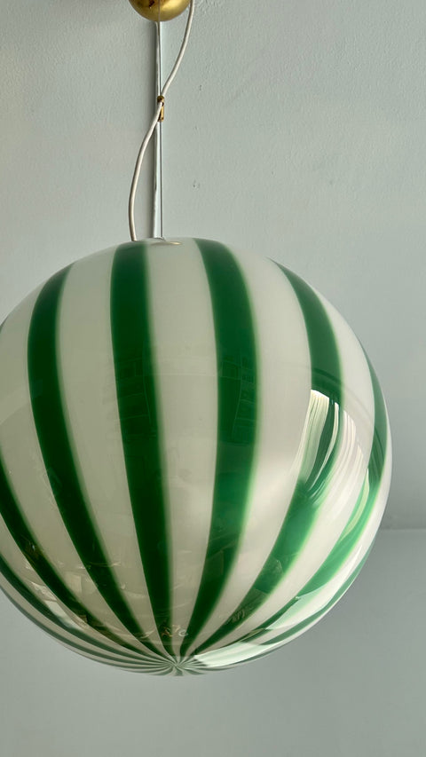 Murano ceiling lamp - green stripe D 40cm