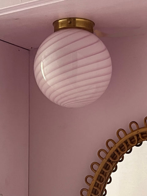 Murano wall / ceiling lamp - pink swirl