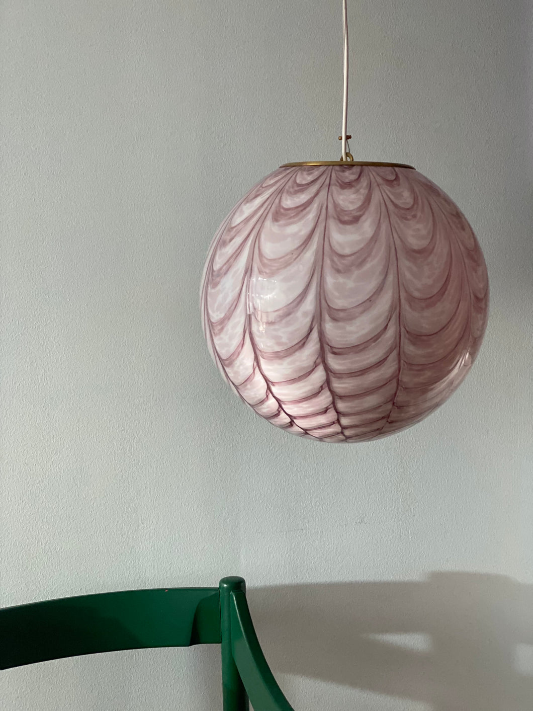 Murano ceiling lamp - D 30 cm. pink phoenix pattern