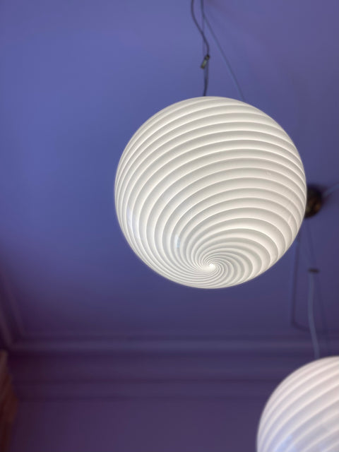 Murano ceiling lamp - white swirl D 30 cm