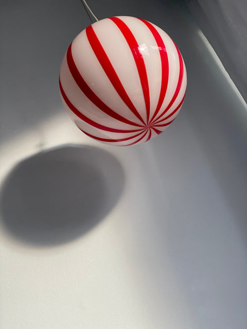 Murano ceiling lamp - white with red stripes