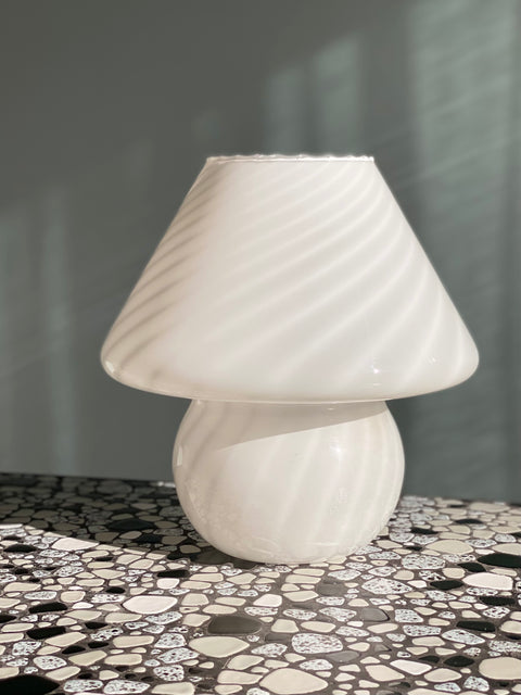 Vintage Mushroom Murano Lampe - Hvit 38cm